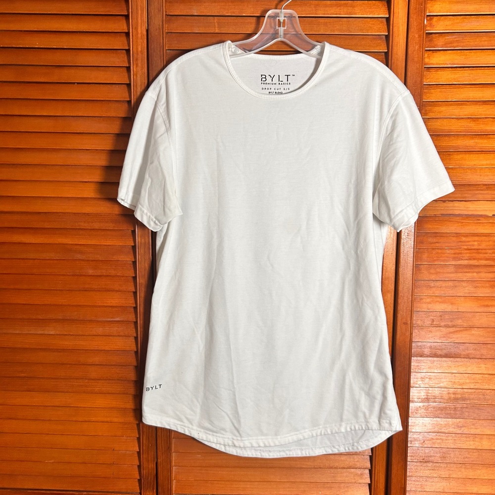 BYLT Premium Basics Drop Cut SS Tee Mens Medium White BYLT Blend Curved Hem